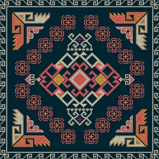 Traditional Georgian folk art embroidery vector pattern