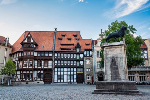 Braunschweig Lion on Burgplatz, Braunschweig, Lower Saxony, Germany, Europe