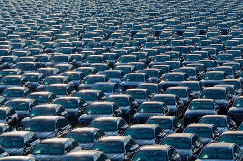 Large number of cars on assembly point, Brand Audi, Germany, Europe