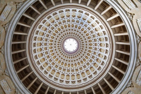 Dome, monument Befreiungshalle Kehlheim, round hall with dome, 45 m high, 29 m diameter,