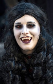 Vampire at carnival procession, Fasendumzug, Alemannic Fastnacht, Gengenbach, Baden-Württemberg,