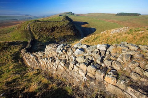 Hadrian's Wall, Boundary wall, roman fortification, Steel Rigg, Northumberland national park,