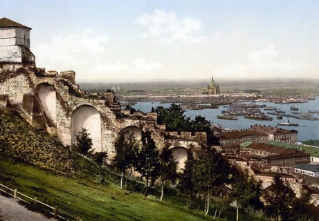 From the ramparts of the Kremlin, Nigni-Novgorod, Nizhnii Novgorod, Russia, c. 1890, Historic,