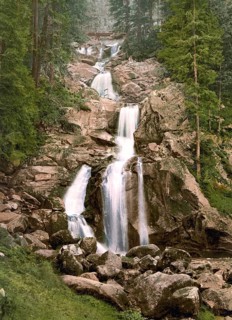 The waterfall of Treiberg, Triberg, Black Forest, Baden-Württemberg, Historic, digitally enhanced
