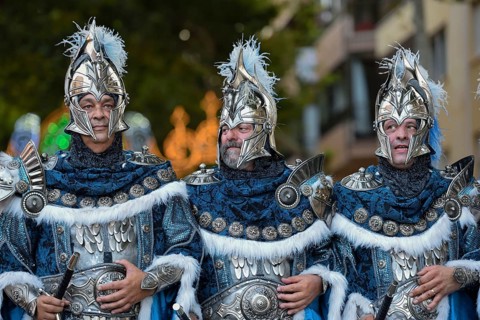 Parade, Moros y Cristianos, Moors and Christians, Dénia, Province of Valencia, Costa Blanca, Spain,