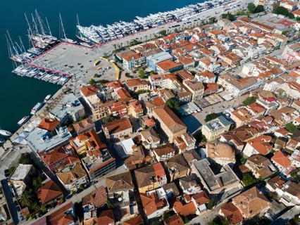 Aerial view, Nafplio, Nauplia, Nafplion, Argolis, Argolic Gulf, Peloponnese, Greece, good weather,