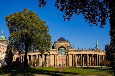 Park Sanssouci is part of the Potsdam palace park ensemble. Colonnade with Triumphal Gate