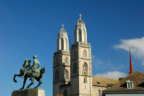 Hans Waldmann Monument, Church, Church Grossmünster, Zurich, Canton of Zurich, Switzerland, Europe