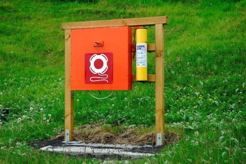 Life belt in box, Iceland, Europe