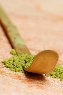 Japanese Matcha tea, green tea powder, bamboo spoon, chashaku Japanese Matcha tea, green tea