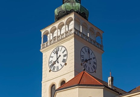 Clock-tower of Church of St. Wenceslaus, Mikulov, Czech Republic, Europe