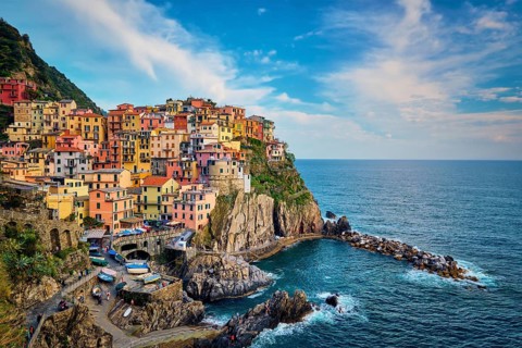 Manarola village popular european italian tourist destination in Cinque Terre National Park UNESCO