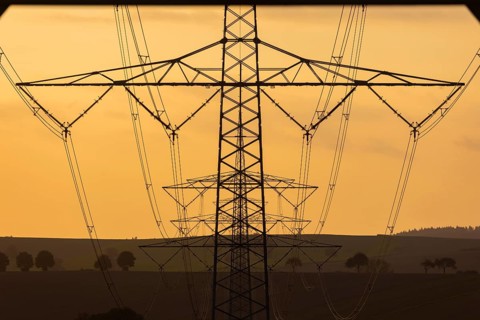 Overhead line near Ölsa in the Osterzegebirge mountains