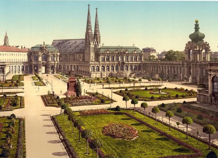 The Zwinger in Dresden, Saxony, Historic, digitally enhanced reproduction of a photochrome print