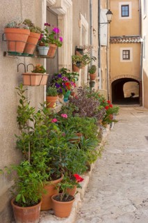 Alley in Saint-Saturnin-lès-Apt, Vaucluse department, Provence-Alpes-Côte d'Azur region, France,