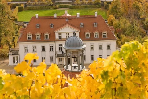 Schloss Wackerbarth or Wackerbarths Ruh' is a baroque castle surrounded by vineyards in the