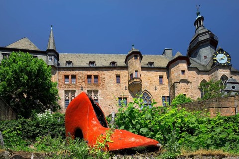 Cinderella's slipper in front of the Landgrave's castle, Grimm-Dich Trail, Brothers Grimm, Marburg