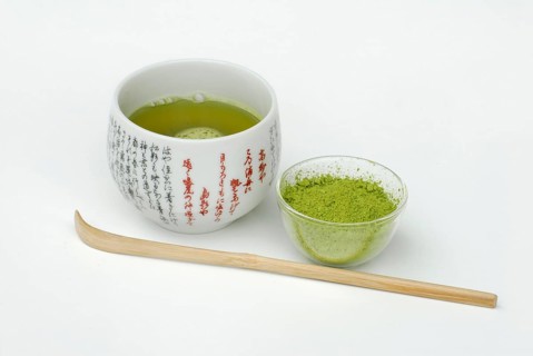 Japanese Matcha tea, bowl with green tea powder, green tea, bamboo spoon, green tea, measuring