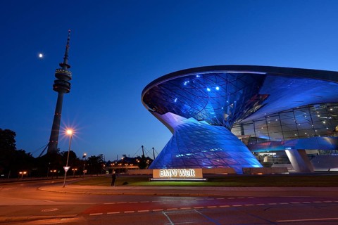 BMW World in evening light, Munich, Bavaria, Germany, Europe