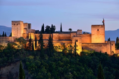 Alhambra castle on Sabikah Hill, one of the most important buildings in the Moorish style, Unesco