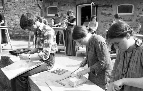 Handicraft-art lessons at the free Walldorf School in Hamborn Castle on 16.05.1979 in Paderborn,
