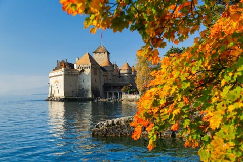 Chillon Castle, Lake Geneva, Switzerland, Europe