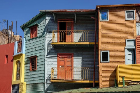 Colorful house facade, Caminito, La Boca district, Buenos Aires, Argentina, South America
