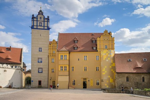 Blue Tower, Old House with Museum, Castle, Bernburg, Salzlandkreis, Saxony-Anhalt, Germany, Europe
