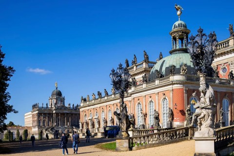 Park Sanssouci is part of the Potsdam palace park ensemble. The New Palace is a palace on the west