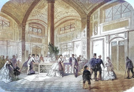 Noble People in the Drinking Hall of Baden-Baden, 1869, Germany, Historic, digitally restored