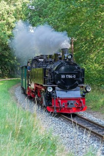 Rasender Roland steam railway, near Sellin, Rügen Island, Mecklenburg-Western Pomerania, Germany,