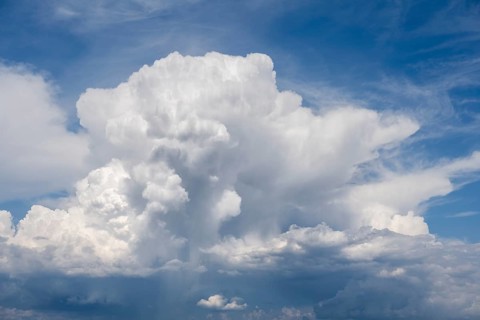 Cumulonimbus, thundercloud against blue sky, Germany, Europe