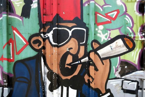 Graffiti of a marijuana smoker, Freetown Christiania, Fristad Christiania, alternative residential