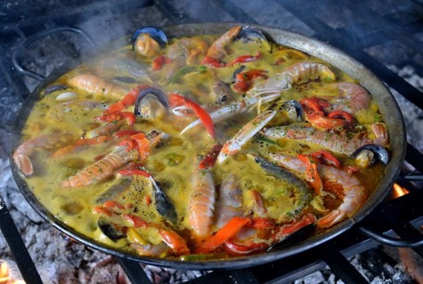 Seafood paella, Majorca, Balearic Islands, Spain, Europe