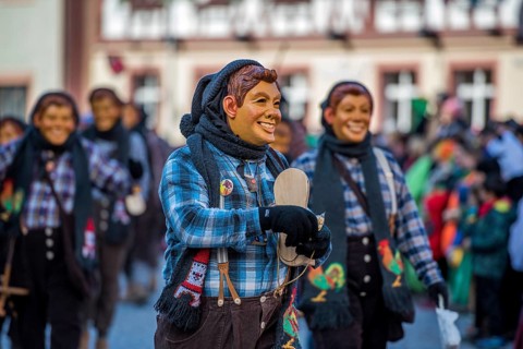 Carnival procession, Fasendumzug, Alemannic Fasnacht, Gengenbach, Baden-Württemberg, Germany,