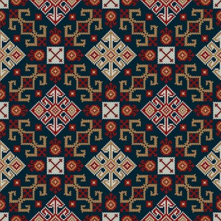 Traditional Georgian folk art embroidery vector pattern