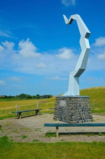 Dike monument De Schicht, near De Cocksdorp, Texel Island, North Sea, North Holland, Netherlands