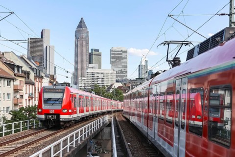 DB Deutsche Bahn S-Bahn at Frankfurt West station Local public transport in Frankfurt, Germany,