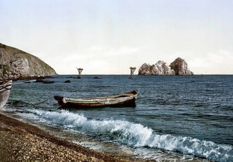 From the Gursuff, Gurzuf, Coast, Yalta, Crimea, Russia, Ukraine, c. 1890, Historical, digitally