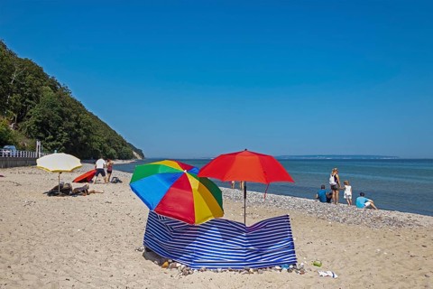 Sunshades, windbreak, beach, Sellin, Rügen Island, Mecklenburg-Western Pomerania, Germany, Europe