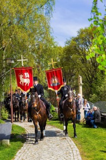 Easter riding procession in Crostwitz, Easter riding in Lusatia. Procession from Crostwitz to