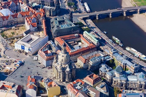 Aerial view of Dresden Old Town