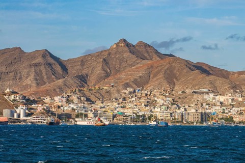 View over fisher port and city. San Vincente. Mindelo. Cabo Verde. Africa