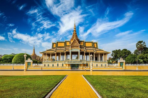 Phnom Penh tourist attraction and famouse landmark, Royal Palace complex, Cambodia, Asia