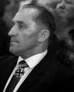 Members and supporters of the extreme right-wing German People's Union (DVU) under Gerhard Frey met