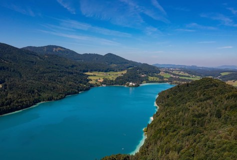 Drone shot, Fuschl Castle, Fuschlsee, Fuschl am See, Salzkammergut, Land Salzburg, Austria, Europe