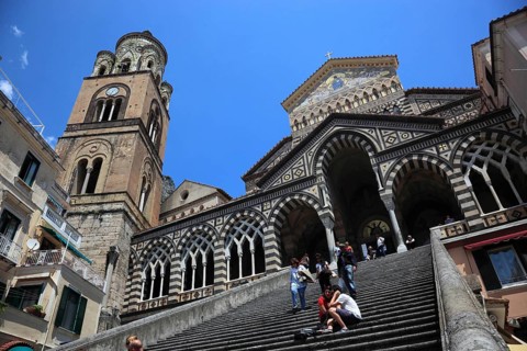 Cathedral Square and Cathedral Cattedrale di Sant' Andrea, Amalfi, Campania, Italy, Europe