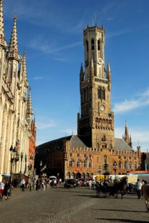 Belfort, Gothic Town Hall, Grote Markt, Bruges, West Flanders, Belgium, Europe