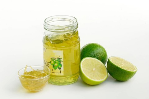 Lime marmalade in a glass