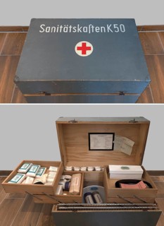 First aid case from 1961 by the DRK German Red Cross, Bavaria, Germany, Europe